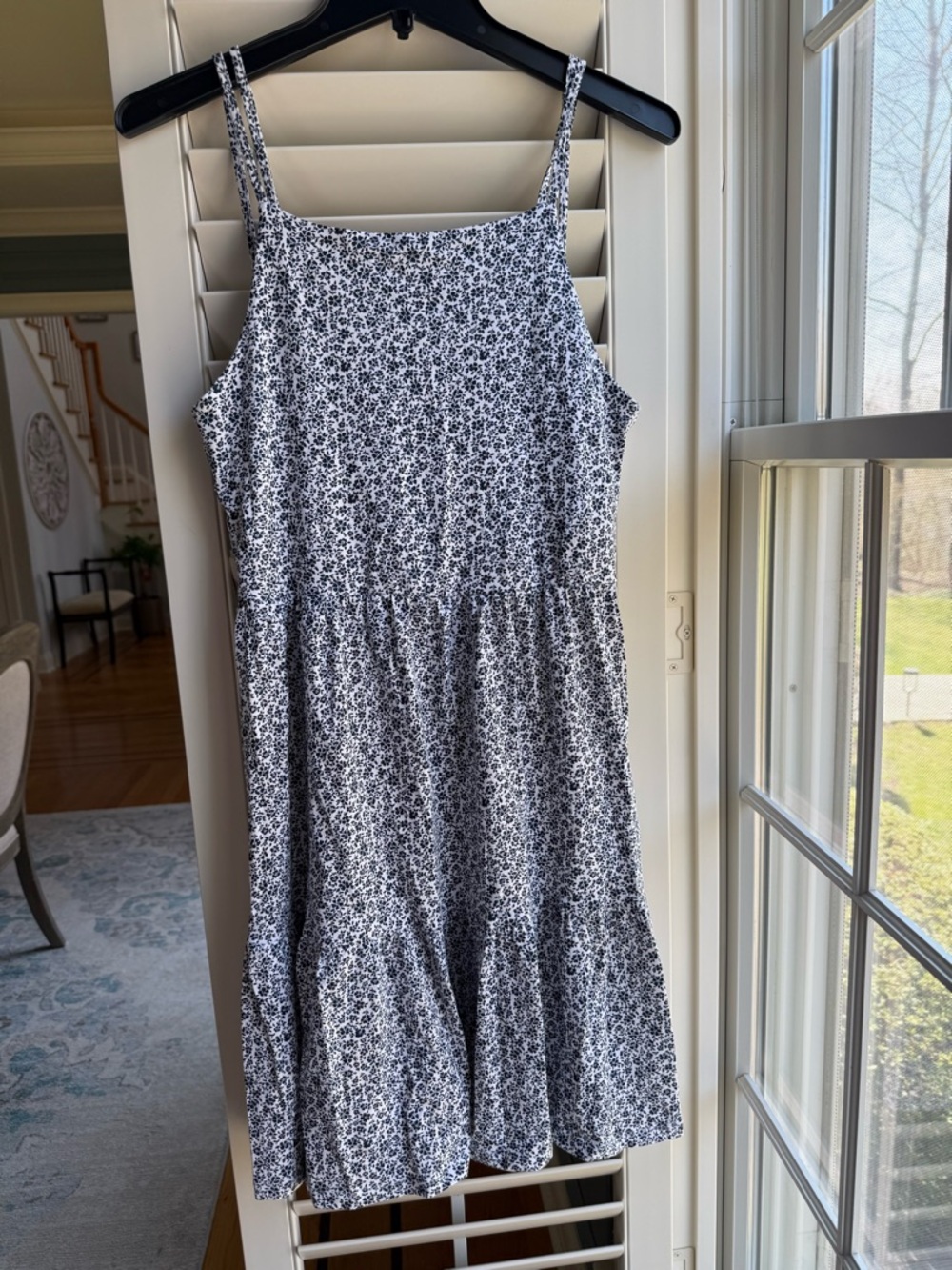 Black & White Floral Spaghetti-Strap Summer Dress size 13/14